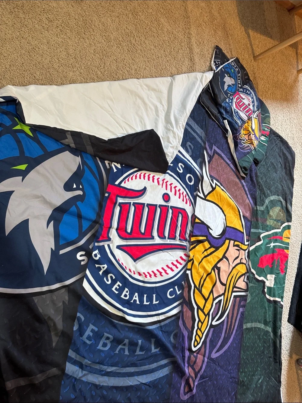 Minnesota Sports Team Duvet Cover & Shams Bedding Set - Navy, Purple, Green